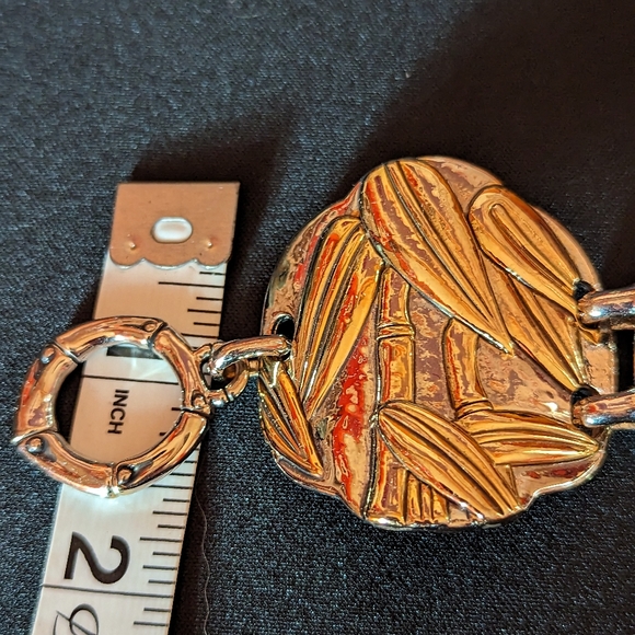 Gold and silver toned bamboo toggle statement bracelet - Picture 3 of 4